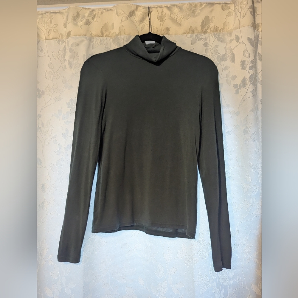 Merino Blend Forest Green Turtleneck Top
